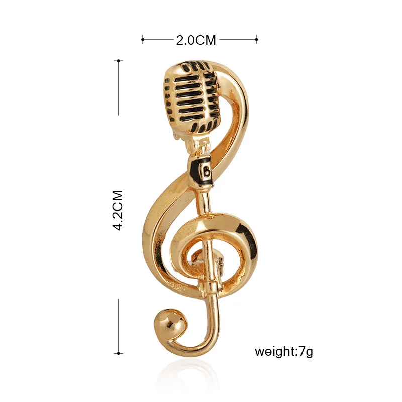 Blucome Music Note, золотые броши в форме микрофона для женщин, мужчин, певица, клубный значок, аксессуары для одежды, брошь с камнем, булавки, подарки