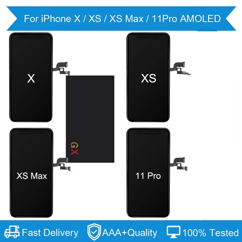 

5Pcs Quality AAA Gx AMOLED No Dead Pixel For iPhone X XS Max 11 LCD Display Touch Screen Digitizer Assembly Replacement Pantalla