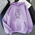 Толстовка с капюшоном Eddsworld Smile, Свитшот оверсайз с забавным принтом STAY SAFE, Модный пуловер с длинным рукавом, унисекс, Осень-зима