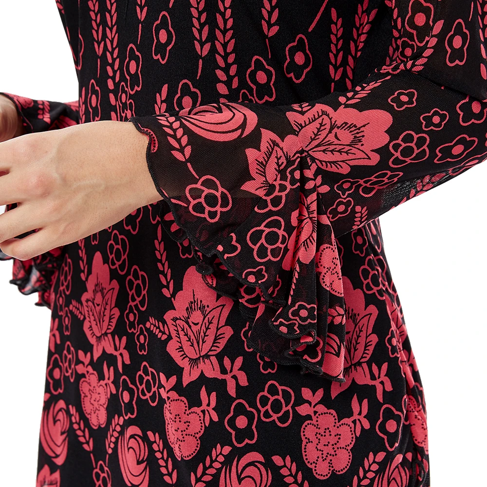 YTL Womens Tops and Blouses Applique Crochet Autumn Long Sleeve Ladies Vintage Floral Print Tunic Shirt 6xl 7xl 8xl H028 |