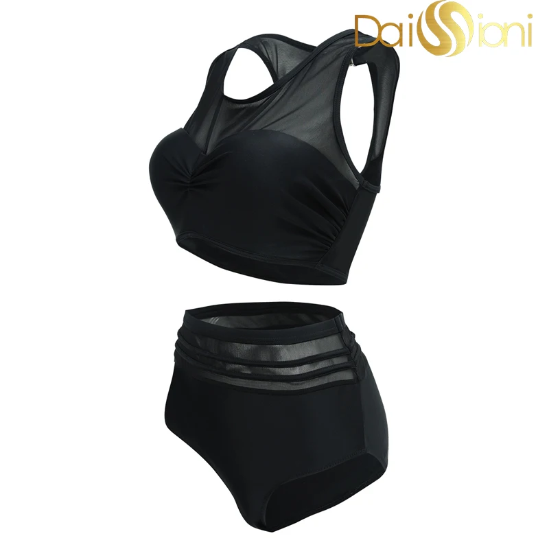 Женский купальник бикини с высокой талией однотонное сексуальное комплект