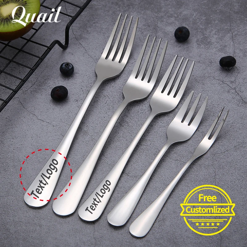 Free Customized Stainless Food Fruit Forks Western Style Food Muti-functional Main Dinner Fork Cutlery Dishes Dinnerware