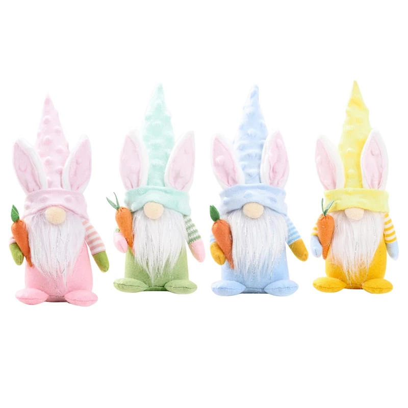 

Новые 4 шт. Пасхальный кролик с морковкой украшение гнома плюшевые гномик дома вечерние украшения детские игрушки пасхальный декор