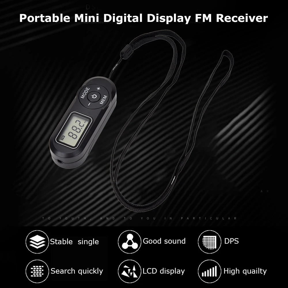 HRD-727 Portable FM Radio Digital Display Mini Receiver Retro MP3 Player Style DSP with Headphones Lanyard | Электроника