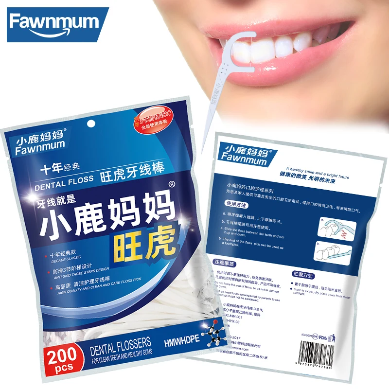 

Fawnmum Dental Cleaning 200Pcs/Set Dental Floss Picks Interdental Brush Plastic Toothpicks With Thread Dentistry Tool Teeth Care