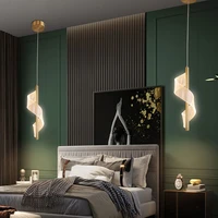 bedroom bedside pendant light acrylic spiral modern simple nordic luxury drop lamps living room background wall hanging lamp