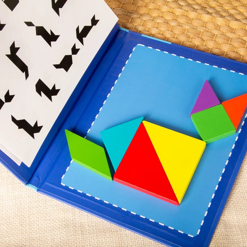 

Magnetic Tangram Puzzle Book Portable Baby Toys Kids Montessori Intelligence Jigsaw Puzzle Wooden Educational Toys for Children