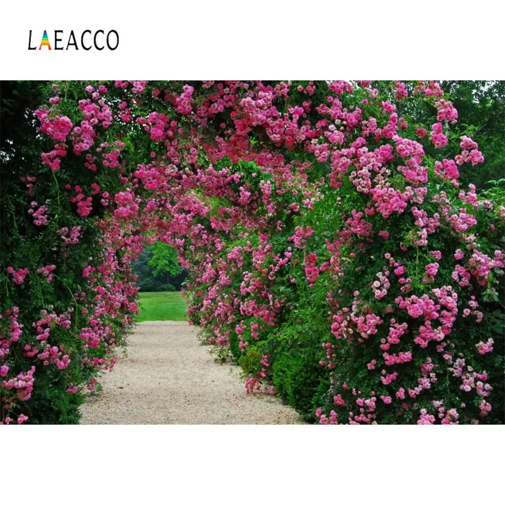 Фоны Laeacco для свадебной фотосъемки с изображением весенних цветов лозы и арки