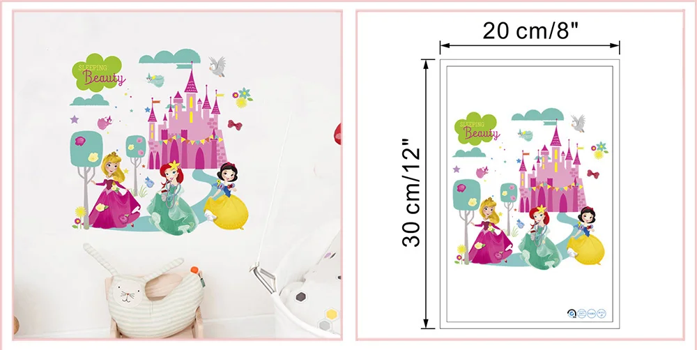 20*30 см мультфильм Белоснежка Принцесса наклейки на стену для детской комнаты домашний декор Дисней наклейки на стены ПВХ Фреска Искусство diy обои