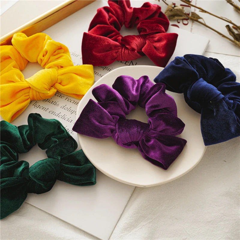 

New Arrival Women's Winter Velvet Hair Scrunchies Hair Tie Hair Accessories Lady's Ponytail Holder Cross Knot Bow Hair Bands