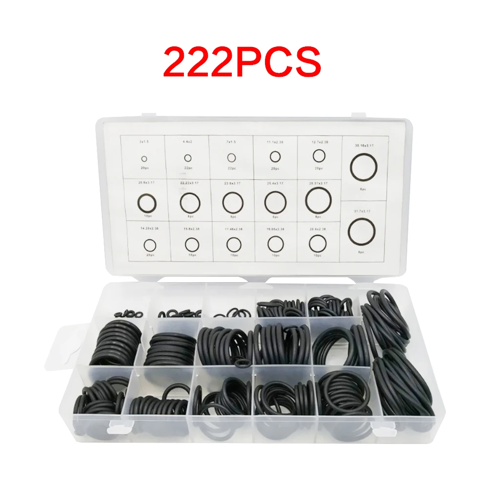 Набор уплотнительных колец из каучука NBR разных размеров 6 типов для