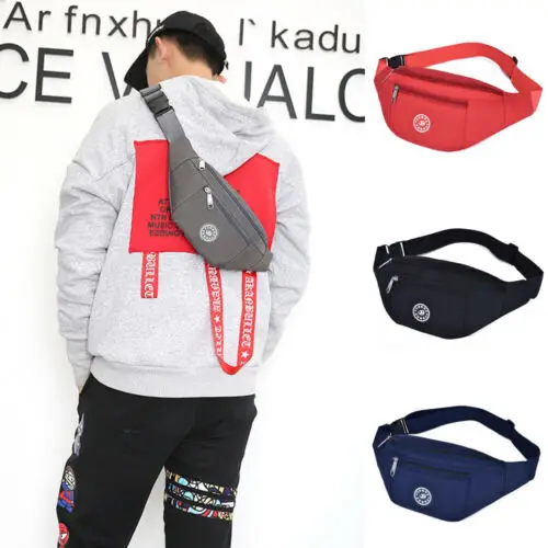 

Fashion Men Women Waist Bum Bag Fanny Pack Belt Money Pouch Wallet Zip Travel Hiking Bag Black Blue Red Gray Chest Pack Hip Hop