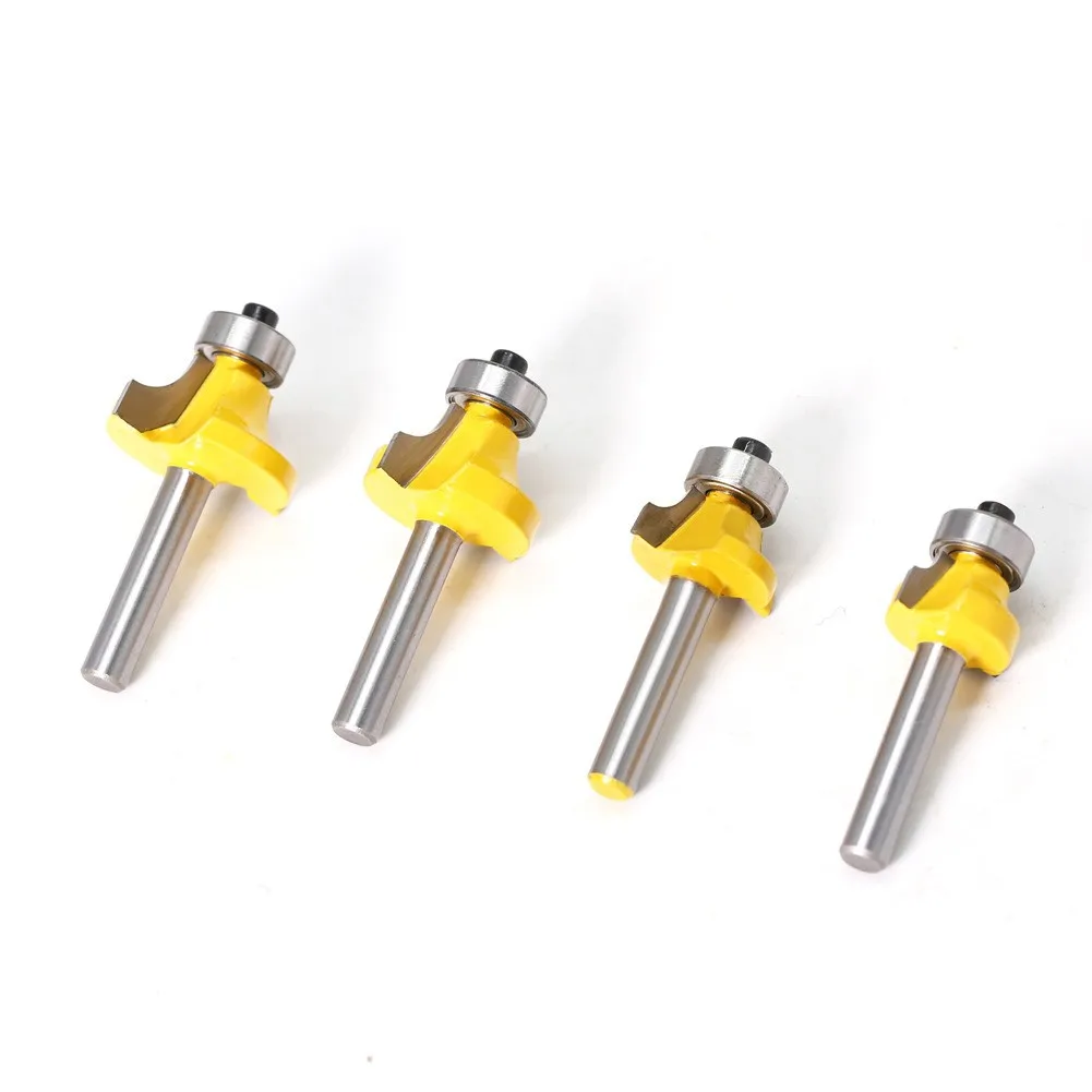 

4pcs 6mm Shank Corner Round Over Milling Machine Router Bits With Bearing Milling Cutter Router Bits Cutting Tools