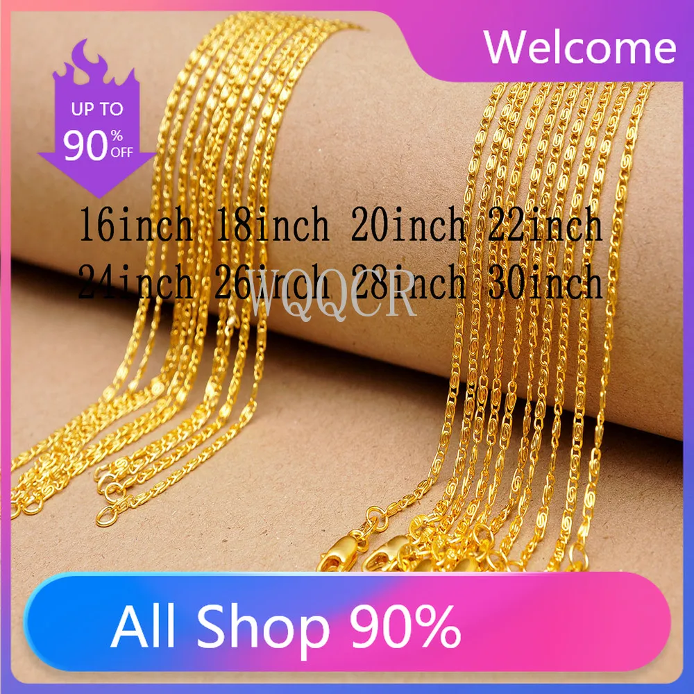 

5PCS Women's High Jewelry 1.9MM 18 K Gold Flat S Chain Necklace Charm Gold Necklace 16" 18" 20" 22" 24" 26" 28" 30" inches