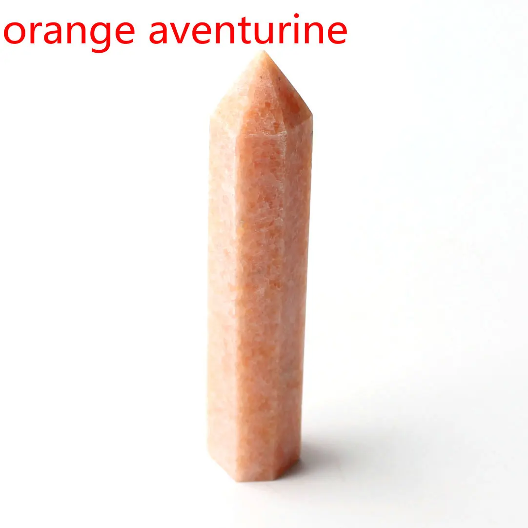 orange aventurine Кристалл обелиск точка палочка ювелирные изделия Красочные Флюорит розовый кварц исцеление чакры в рейки декоративная статуэтка Фигурное ожерелье подарок - Цвет: orange aventurine