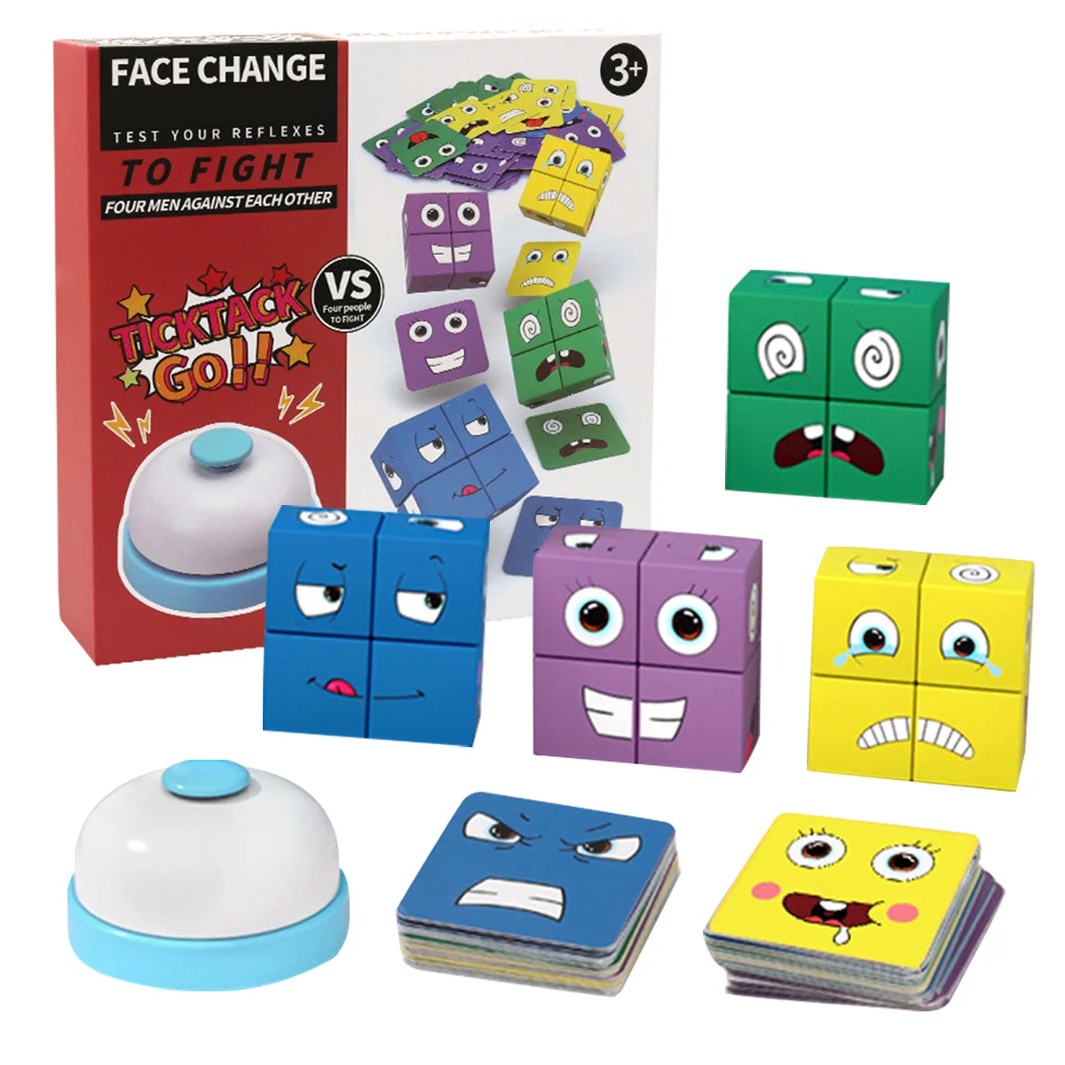 

2021 Children Wooden Expression Puzzled Magic Cube Building Blocks Montessori Educational Toy Logical Thinking Parent-child Gift
