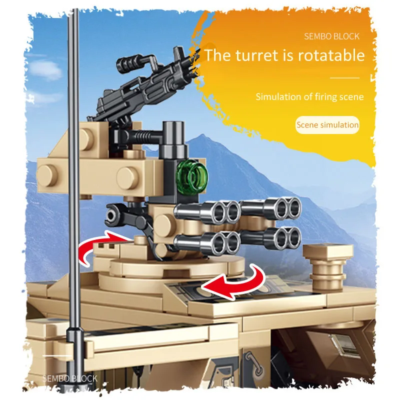 

SEMBO 469Pcs Modern High-Tech Police Mine Car Building Blocks Military Truck Soldier Army Weapon Model DIY Toys Birthday Present