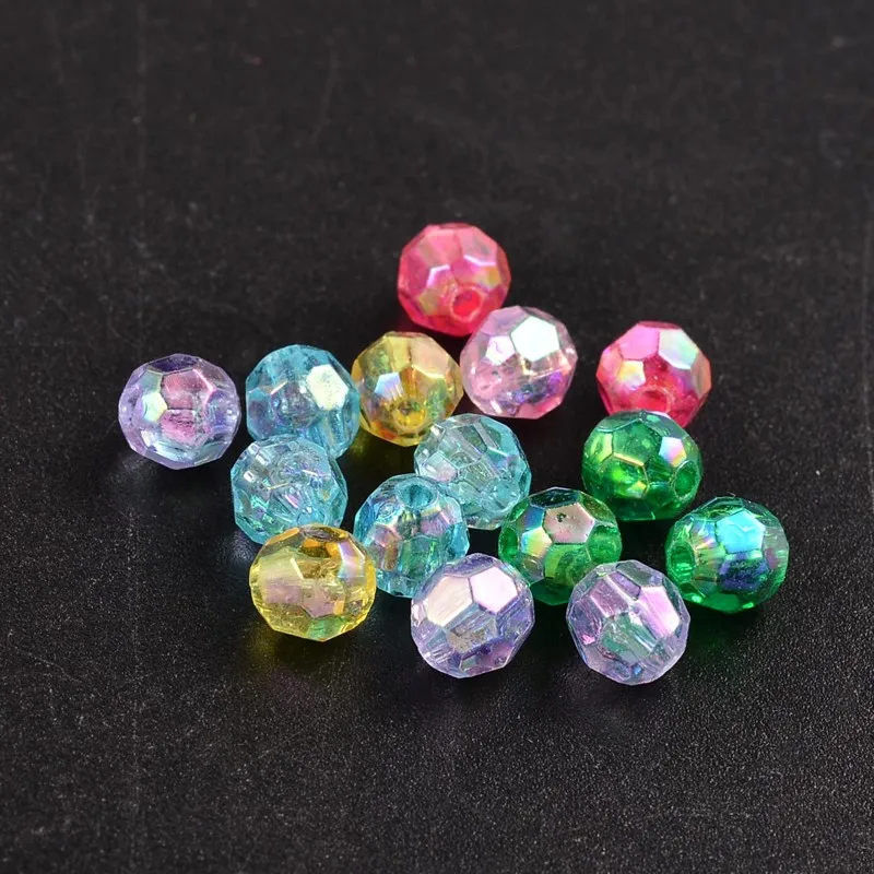 

500 g Eco-Friendly Transparent Acrylic Beads Faceted Round AB Color Mixed Color 6mm Hole: 1mm about 5000pcs/500g