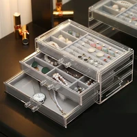 acrylic jewelry storage box earrings ring necklace three layer jewelry organizer jewelry cases stand display gifts store decor