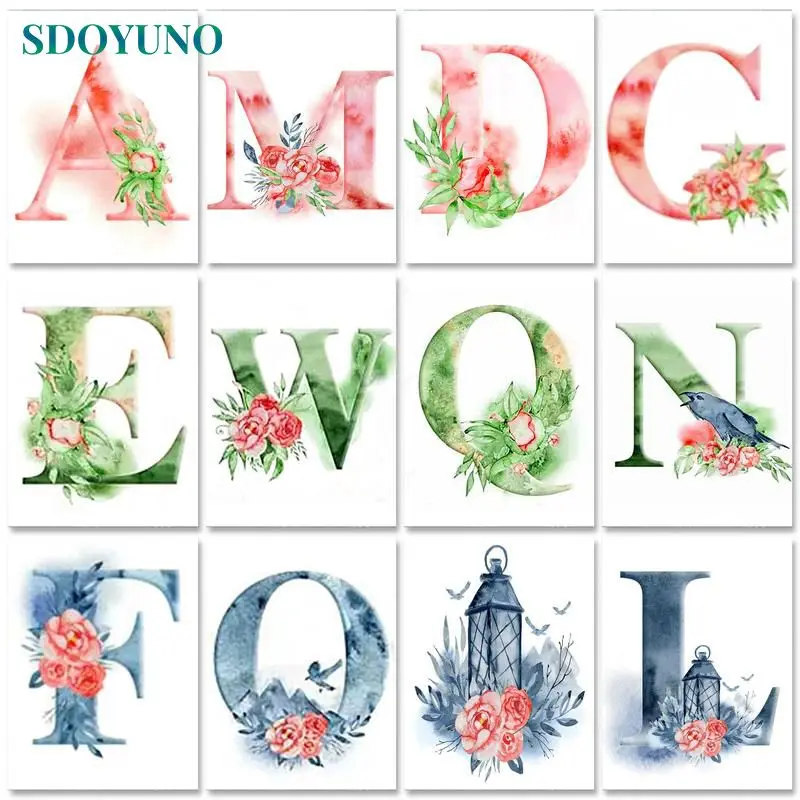 

SDOYUNO Acrylic Paint By Numbers Letter Oil Painting By Numbers On Canvas 40x50cm Cats Frameless DIY Flowers Home Decor Wall Art