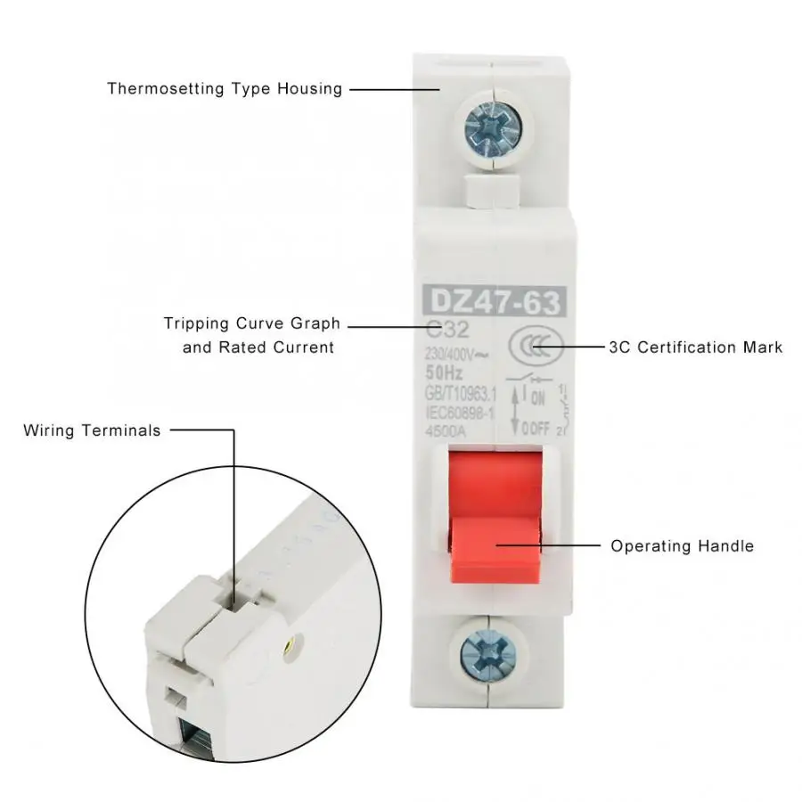 Автоматический выключатель 1P MCB умный бытовой воздушный на DIN-рейке 10 А 16 20 32 40 63 12