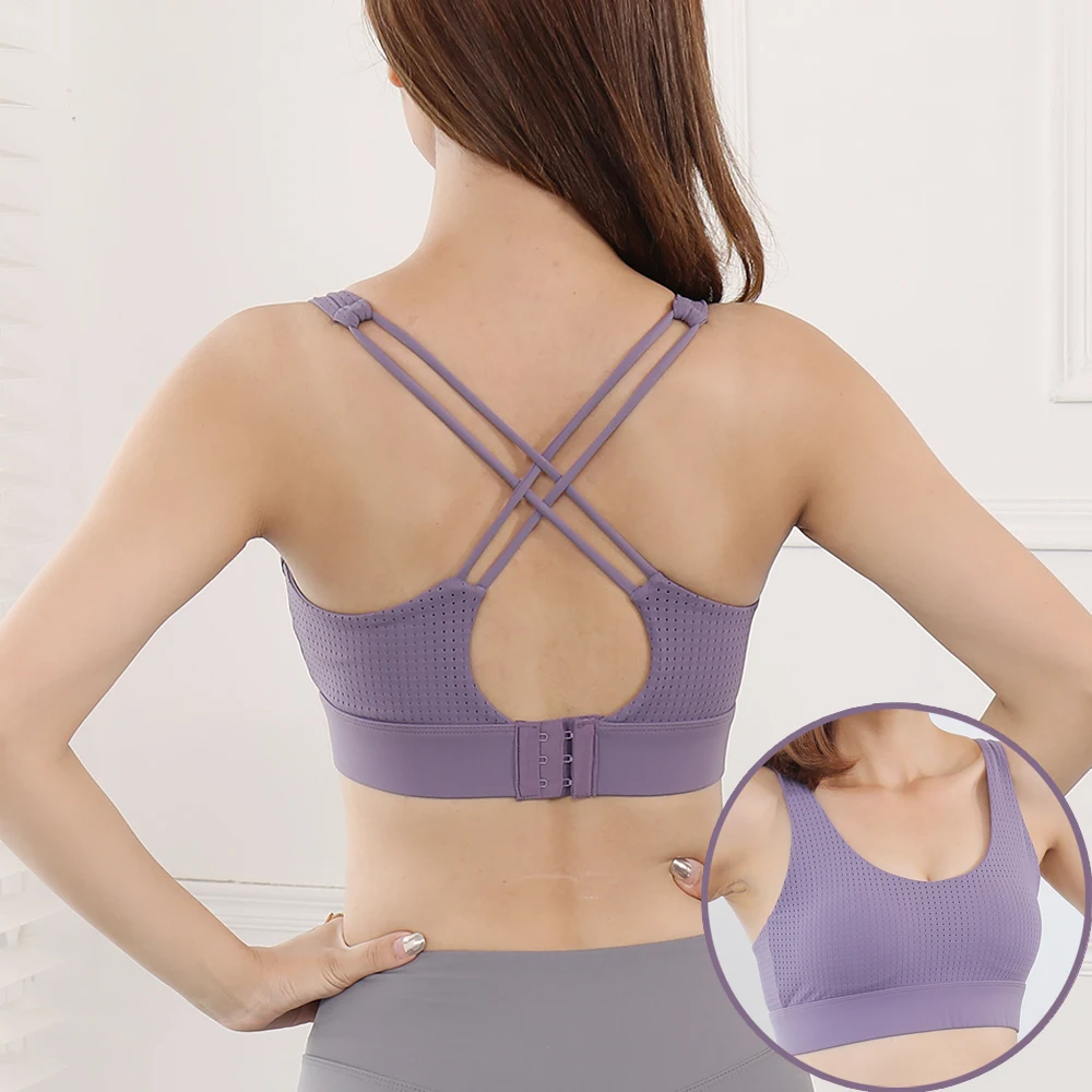 Женский спортивный бюстгальтер с перекрестными лямками и пряжками|Бюстгальтеры|