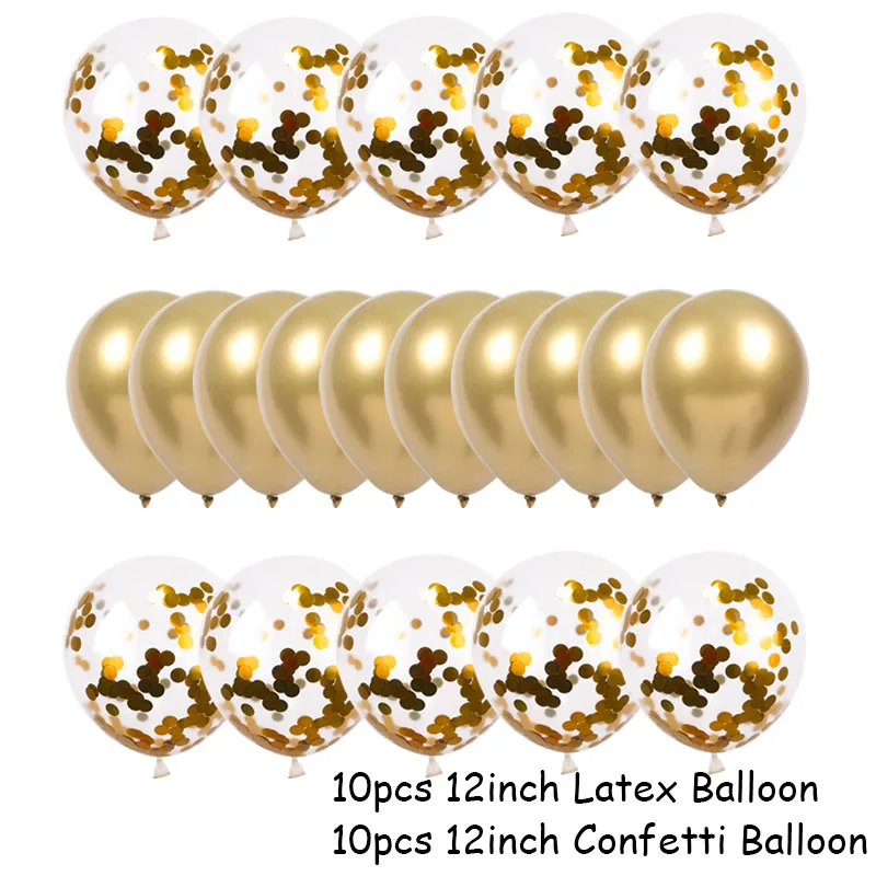 20pcs gold set1 20 шт розовые и золотые воздушные шары набор конфетти хромированный шар для украшения дня рождения вечерние Свадебные украшения Свадебные юбилейные глобалы металлик - Цвет: 20pcs gold set1
