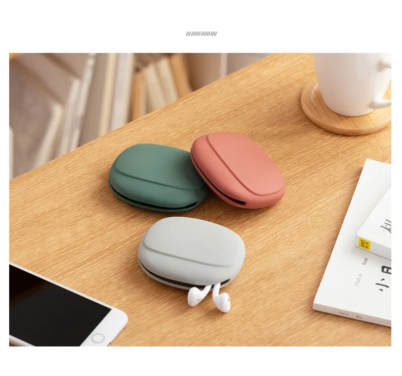 

Portable Data Cable Headphone Storage Box Simple Mobile Phone Data Cable Organizing Bag Silicone Storage Box Cute coin purse