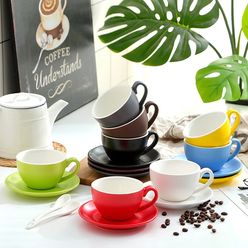 

Coffee Cup Matte Ceramic Mug Cappuccino Latte Porcelain Drinkware Tea Cups And Saucer Sets 300ml Birthday Gift Coffeeware Sets