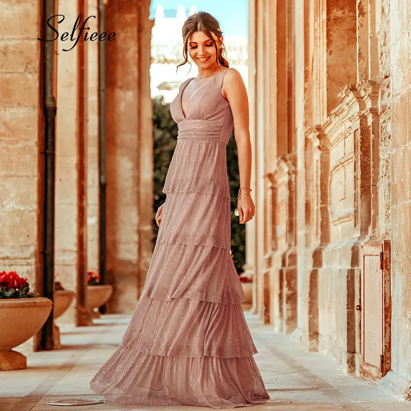 Новое поступление элегантное платье для женщин ТРАПЕЦИЕВИДНОЕ вечернее с v