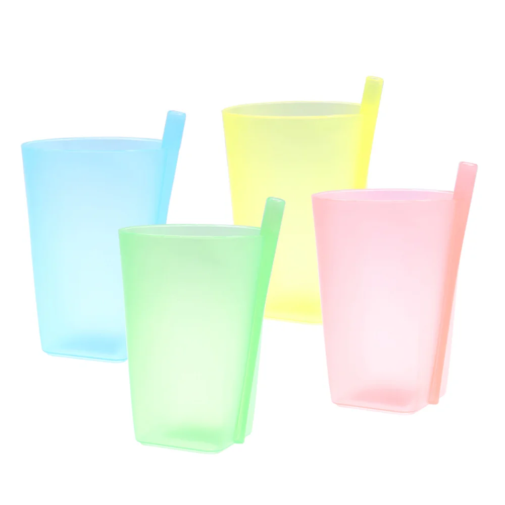 4PC Candy Color Sippy Cups Water Practical Large Capacity Straw for Children Kids Random | Мать и ребенок