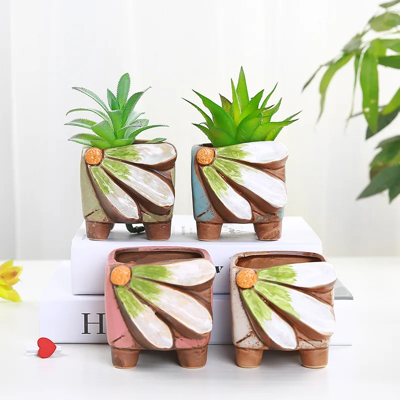 1 шт. ручная роспись керамический горшок для суккулентов домашний садовый