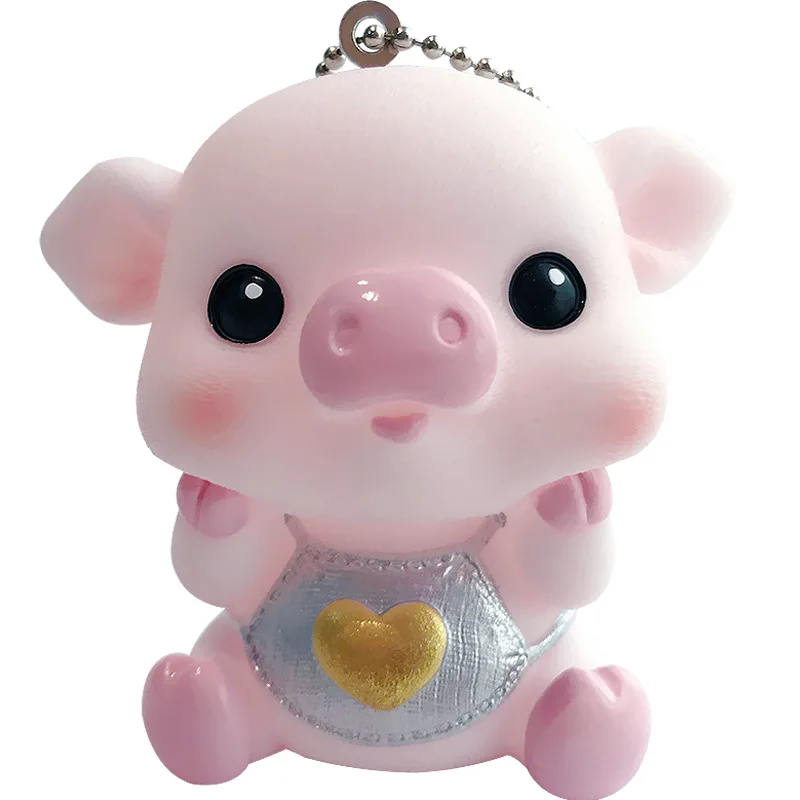 

Creative Cartoon Pig Keychain Funny Release Pressure Toy Girl Boy Charm Keyring Accessories Couple's Bag Car Key Pendant Gift