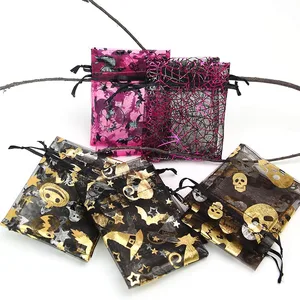 9*12 см креативный подарок на Хэллоуин Сумка паук Тыква призрачная летучая мышь Бронзовый ШНУРОК МАРЛЯ мешок 50 шт