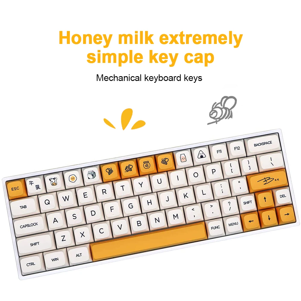 

137 Keys PBT Keycaps Set Dye-Sub DSA Profile Minimalist White Honey Milk Theme Keycap for Mechanical Gaming Keyboard