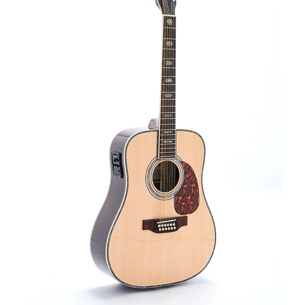 

Top Quality 12 Strings Acoustic Guitar Solid Spruce&Back Sidet Bone Nut&Saddles D Style Fishman 101 Rosewood Backside