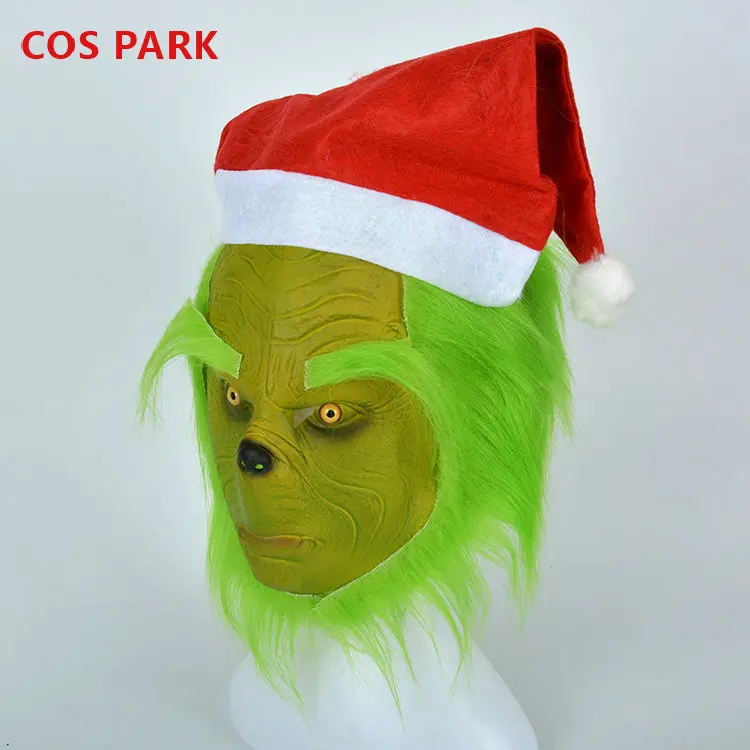 

The Grinch Stole Christmas Monster Cosplay Costume Halloween Suits Santa Funny Fleece Outfit Party Mask Grinch Mask Props