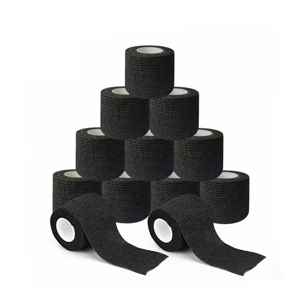 Тату бандаж рулон черная самоклеящаяся когезионная лента прочная спортивная на