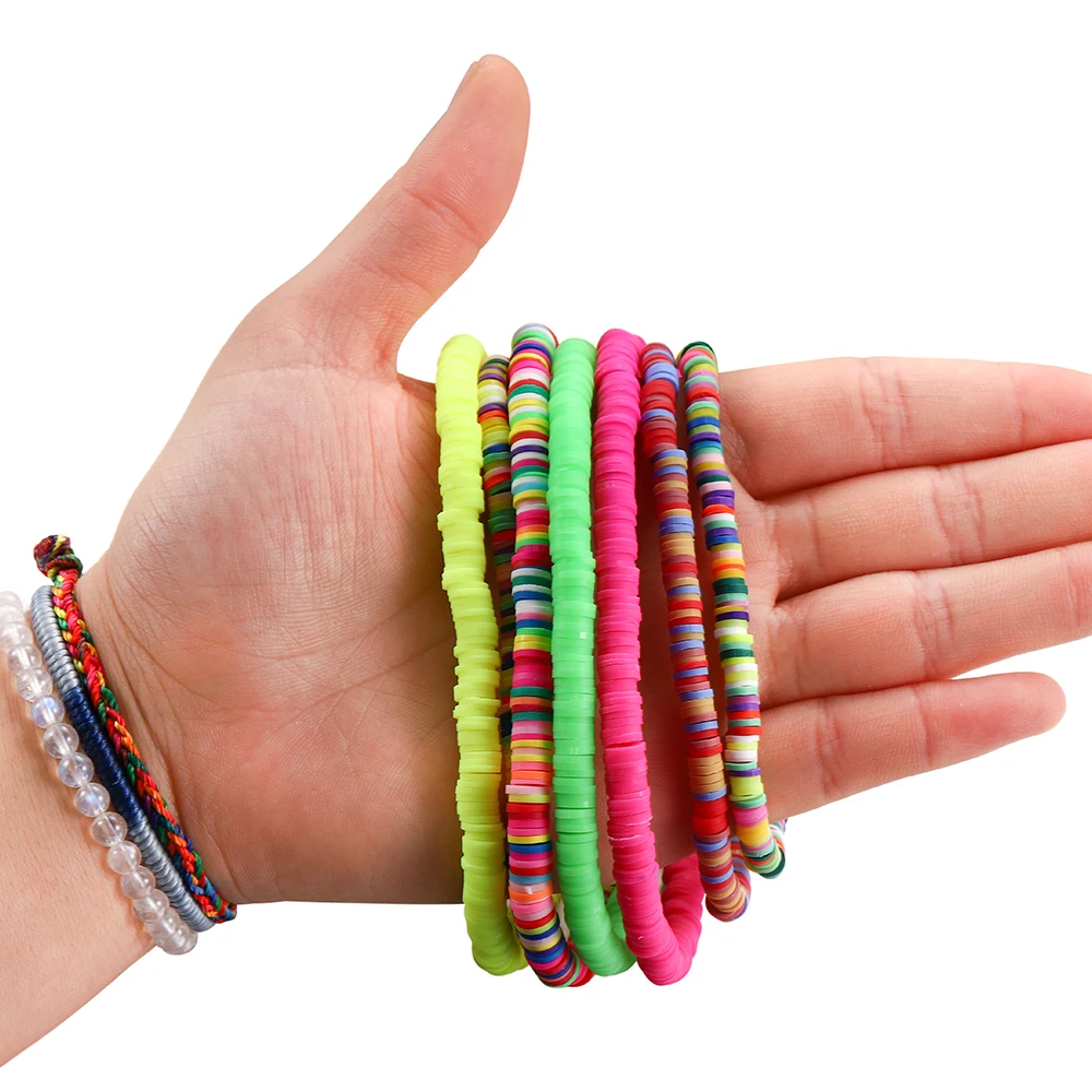 Бусины из мягкой глины полимерный диск 4-8 мм Плоские Круглые разноцветные бусины