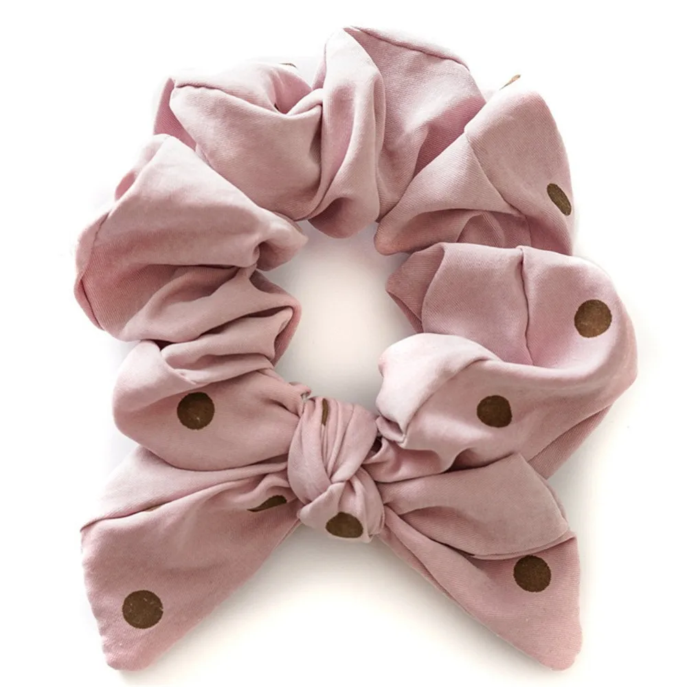 

Korean Polka Dot Knotted Bow Ears Scrunchies Elastic Hair Bands Hair Ties For Girls Women Cute Rubber Bands