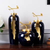 new chinese light luxury jingdezhen ceramic vase home decoration study villa hotel home decor