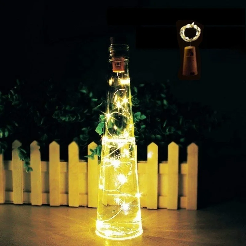 

1/2M LED Christmas Lights String Cork Light Battery Powered Bedroom Wedding Fairy Lights Christmas Decorations New Year 2022