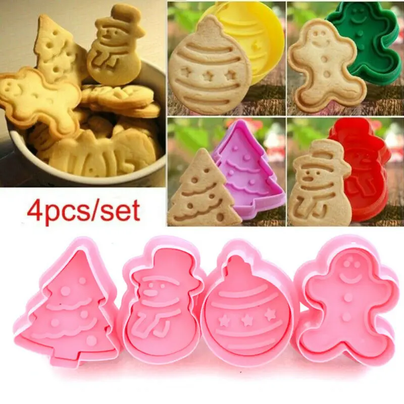 4 шт./компл. маленькое печенье Форма Рождество печенья Плунжер для помадка резак