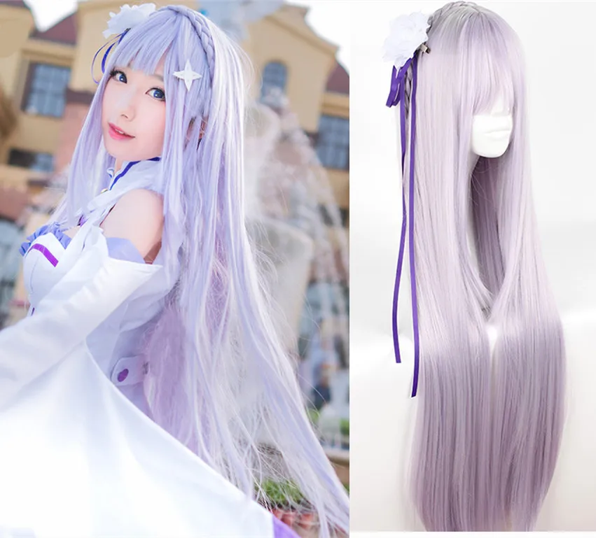 

Re:Life in a different world from zero Emilia cosplay wig Comic Emilia light purple long straight hair wig costumes