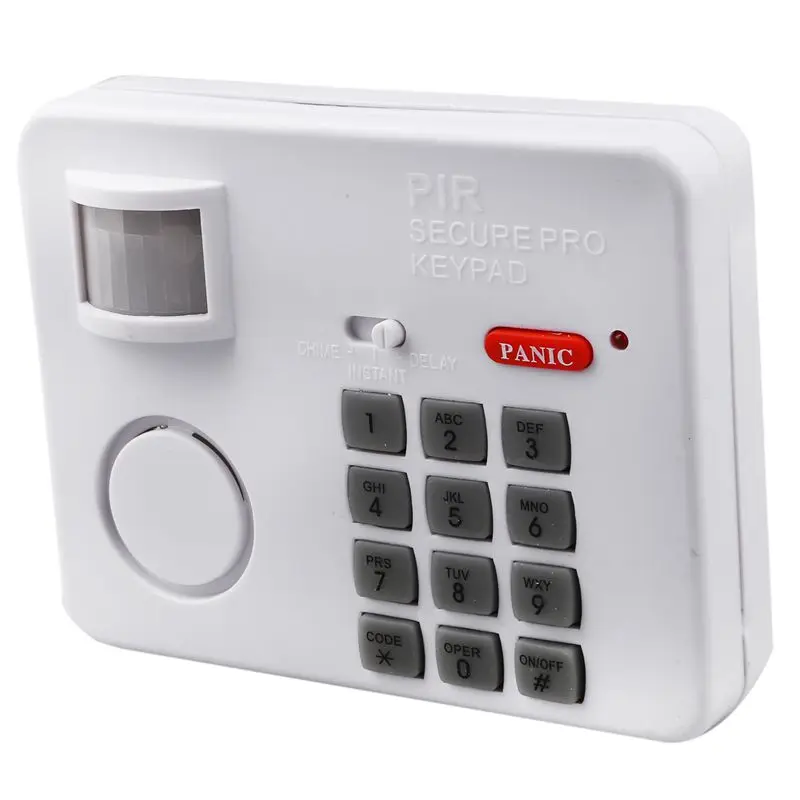 Wireless Motion Sensor Alarm with Security Keypad PIR Home Garage Shed Caravan white