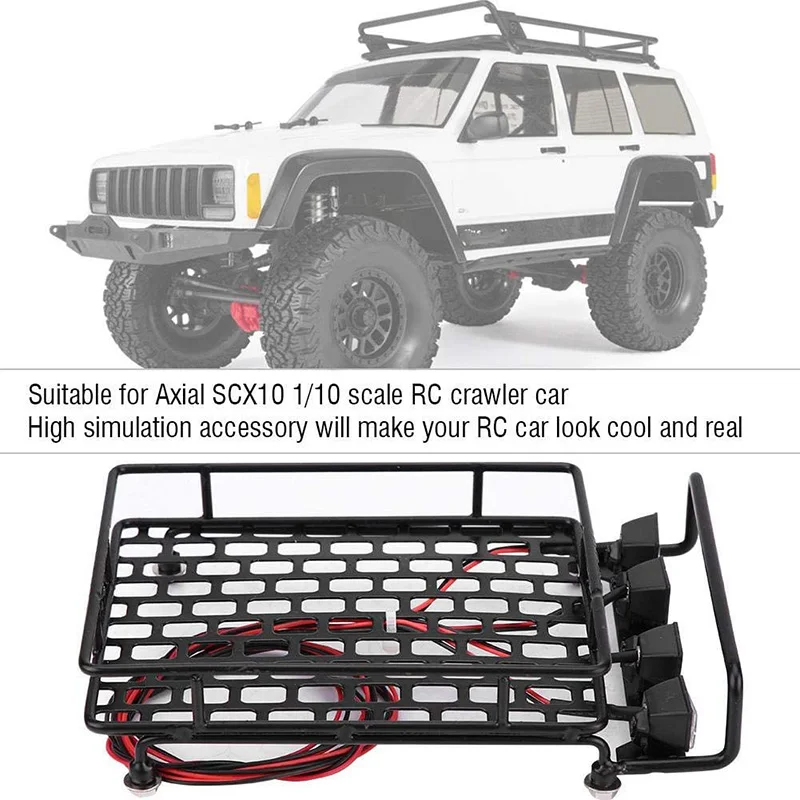 Багажник на крыше светодиодный светильник для Wrangler Tamiya CC01 Axial SCX10 из алюминиевого