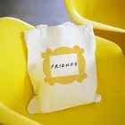 Простые холщовые сумки на плечо с надписью Friend TV, модная сумка в стиле Харадзюку, повседневная женская сумка, кошелек, шикарная сумка-мессенджер Ulzzang