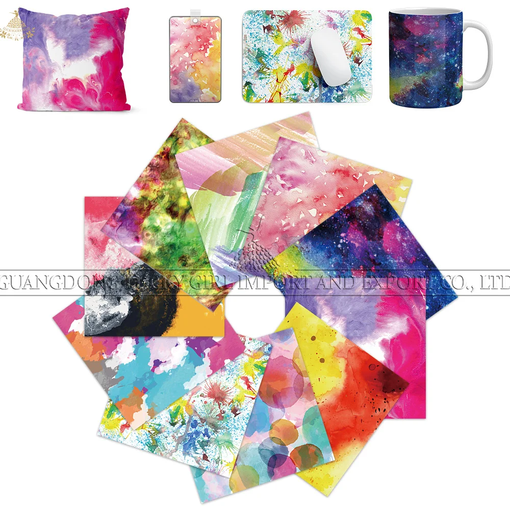 

Lucky Goddness Colorful Splash Ink Infusible Transfer Ink Sheet 12x12 In Sublimation Transfer Paper Print for Mug Press T-Shirts