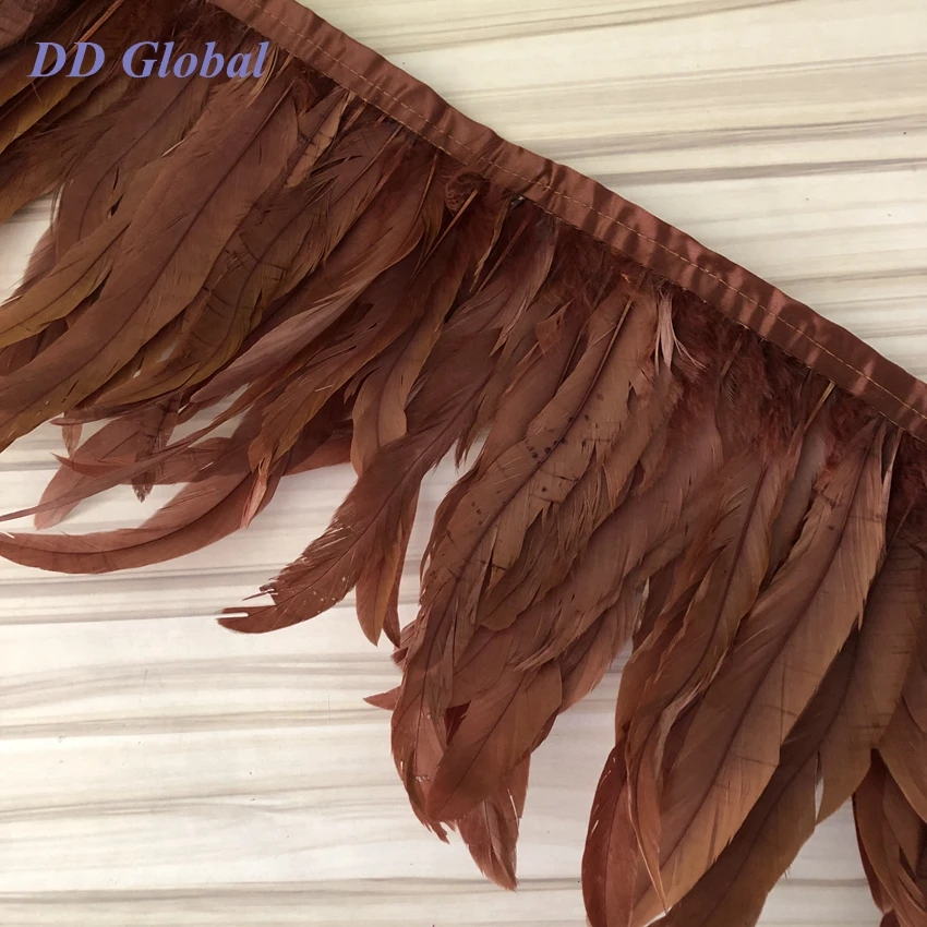 1 м Ярко-розовые крашеные петушиные Куриные перья бахрома 15-20 см 6-8 дюймов ширина