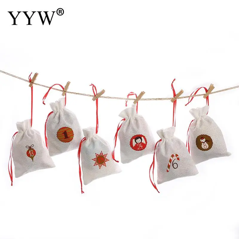 Ювелирные сумки Рождественский дизайн холщовые маленькие рождественские